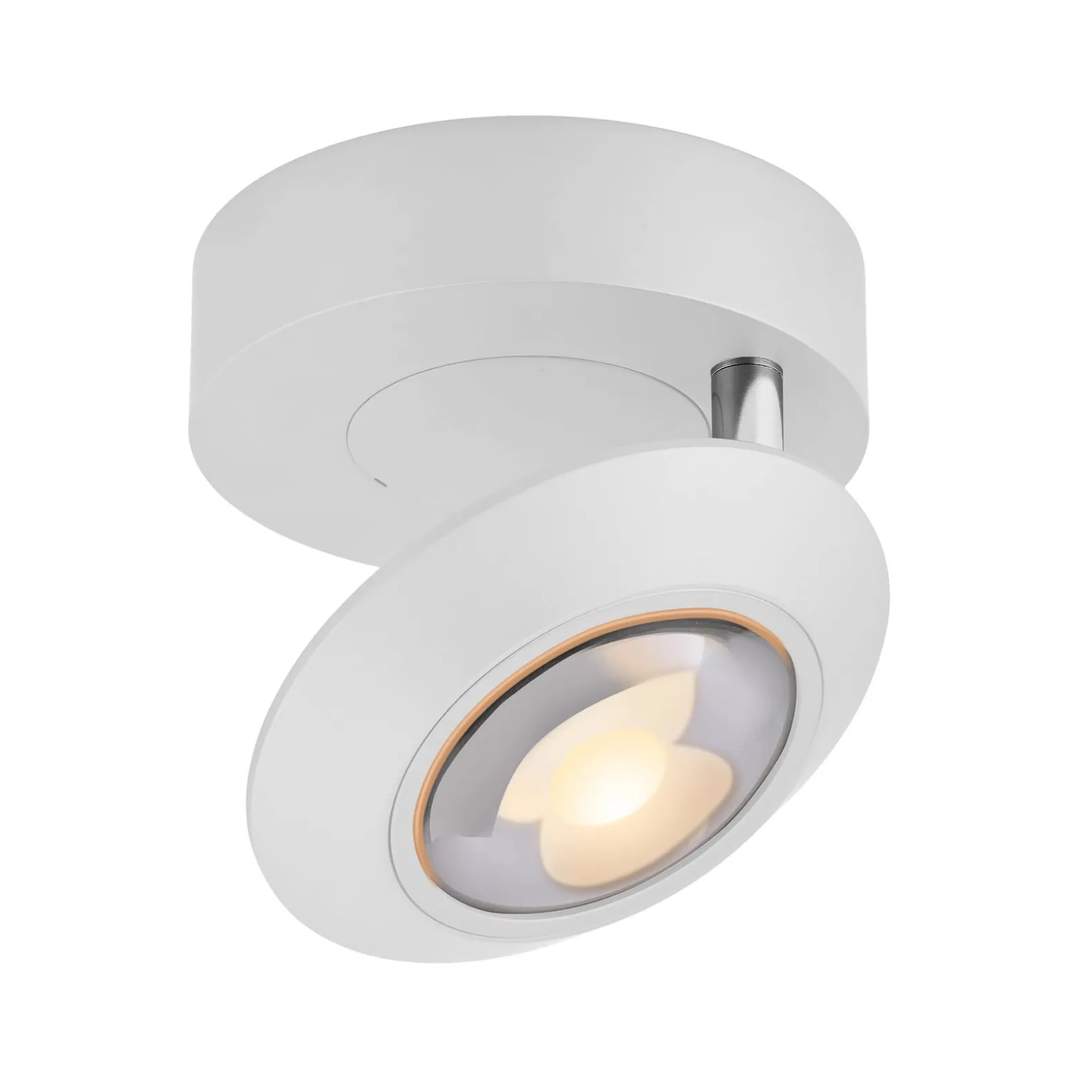 PURE Oculis -LED-kattovalaisin, valkoinen, halkaisija 15 cm, rauta/lasi