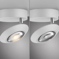 PURE Oculis -LED-kattovalaisin, valkoinen, halkaisija 15 cm, rauta/lasi