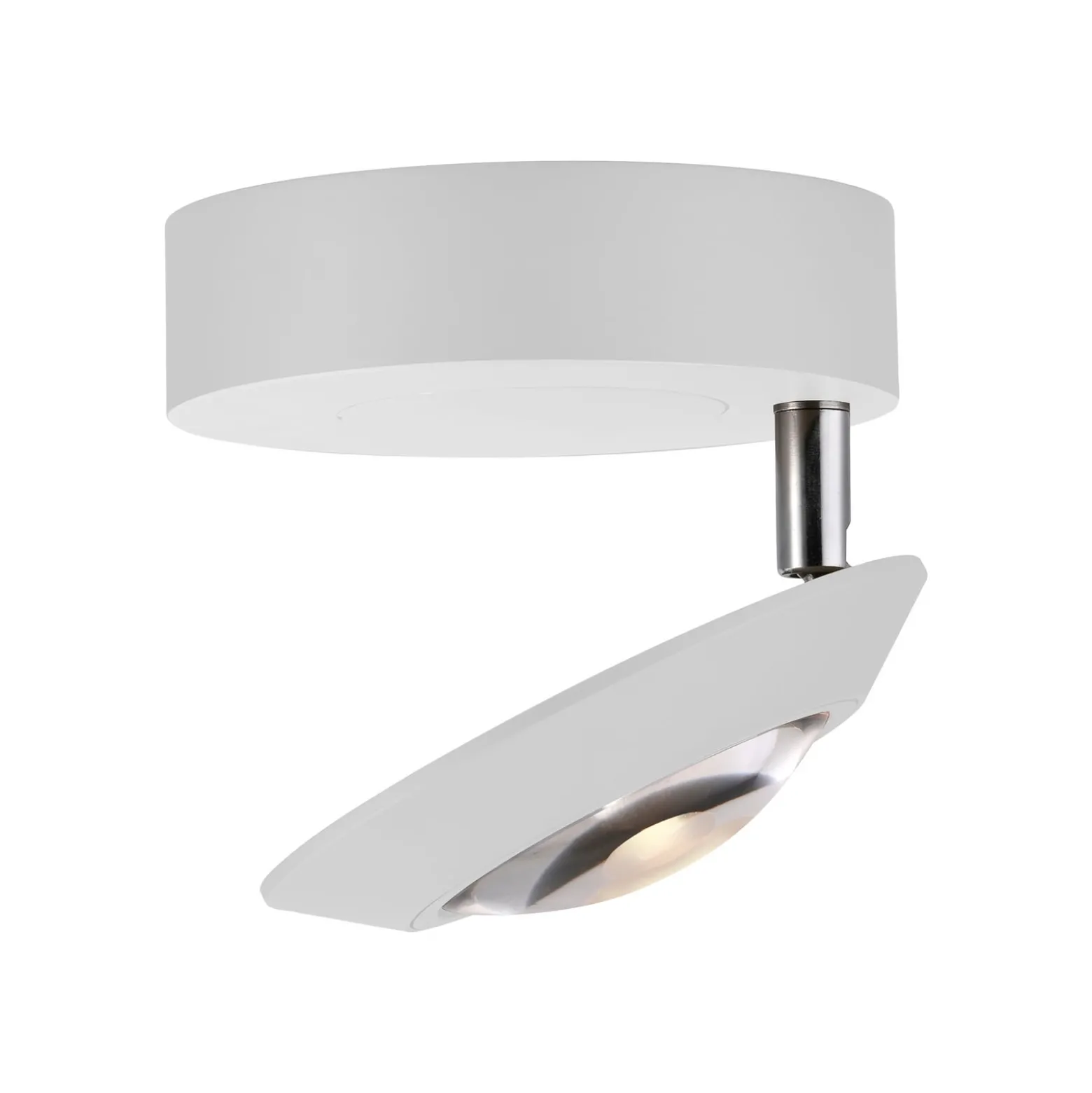 PURE Oculis -LED-kattovalaisin, valkoinen, halkaisija 15 cm, rauta/lasi