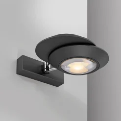 PURE Oculis -LED-seinävalaisin, musta, 30 cm, rauta/lasi, 2-lamppuinen