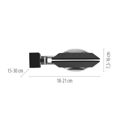 PURE Oculis -LED-seinävalaisin, musta, 30 cm, rauta/lasi, 2-lamppuinen