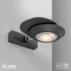 PURE Oculis -LED-seinävalaisin, musta, 30 cm, rauta/lasi, 2-lamppuinen