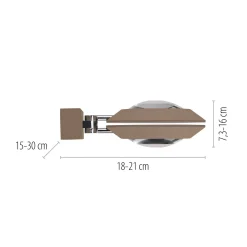PURE Oculis -LED-seinävalaisin, pronssinvärinen, 30 cm, rauta, 2-lamppuinen