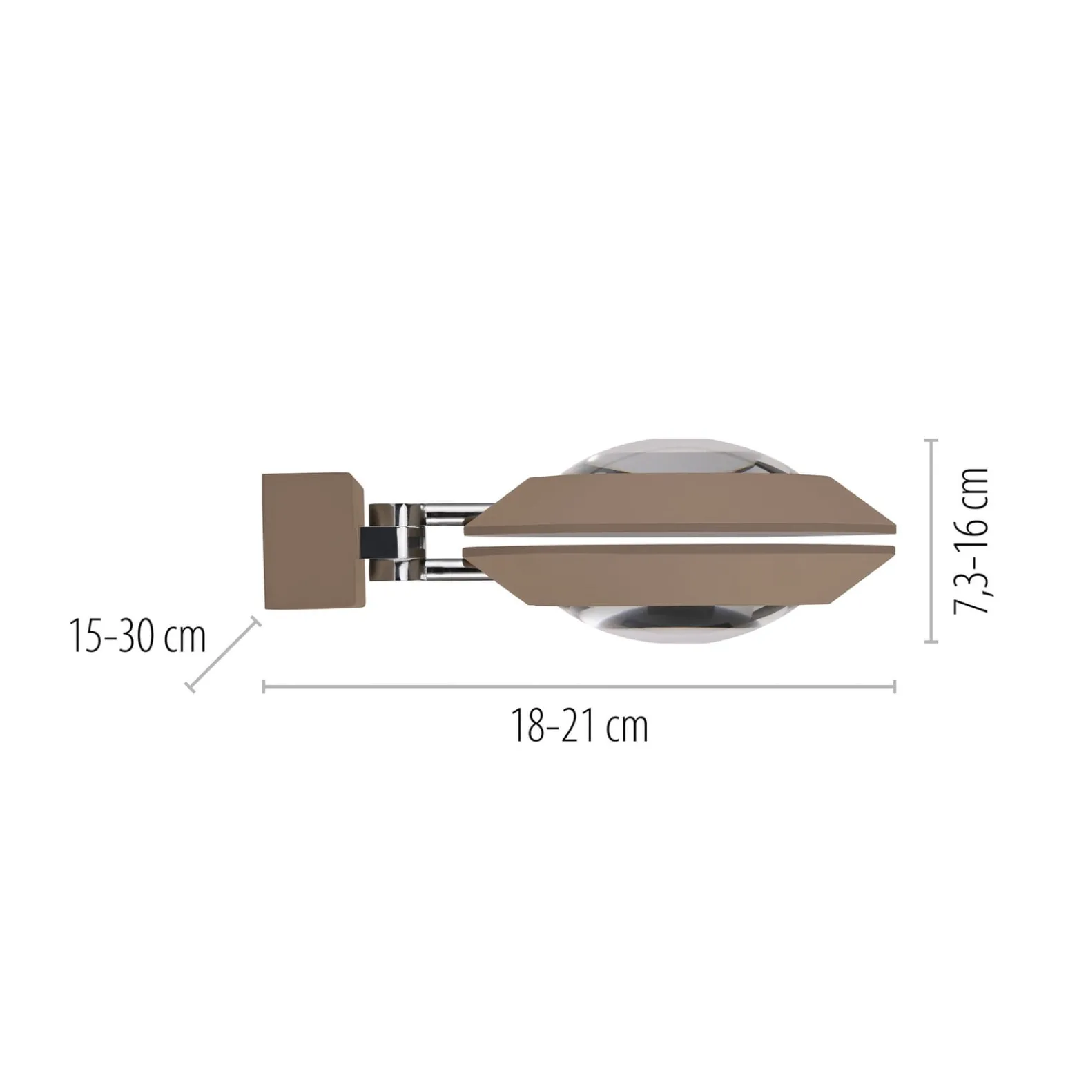 PURE Oculis -LED-seinävalaisin, pronssinvärinen, 30 cm, rauta, 2-lamppuinen