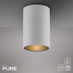 PURE Point -kylpyhuoneen LED-kattolamppu, valkoinen, halkaisija 6 cm, metallia,