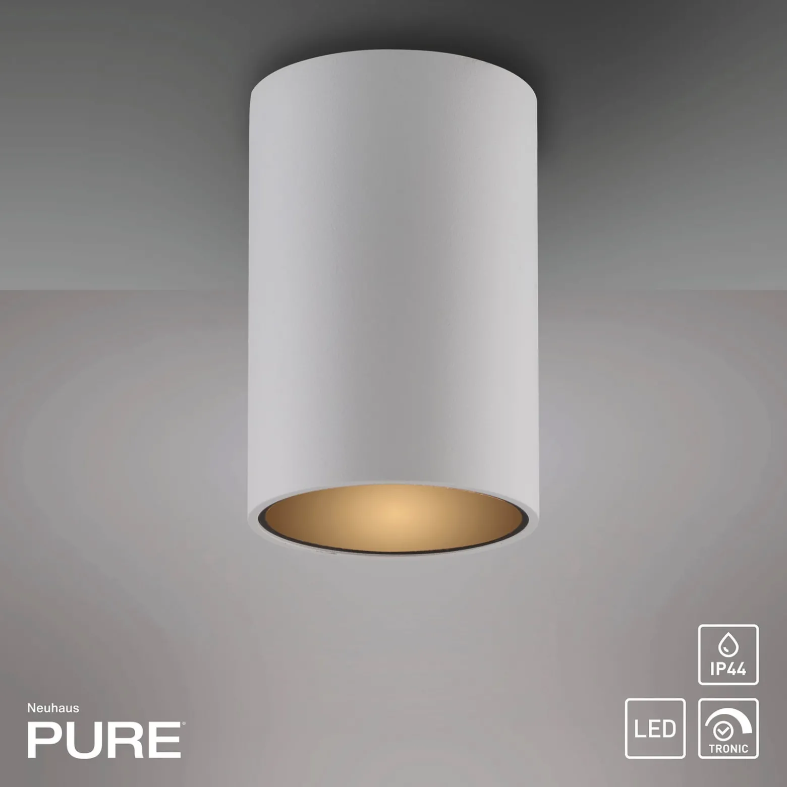 PURE Point -kylpyhuoneen LED-kattolamppu, valkoinen, halkaisija 6 cm, metallia,