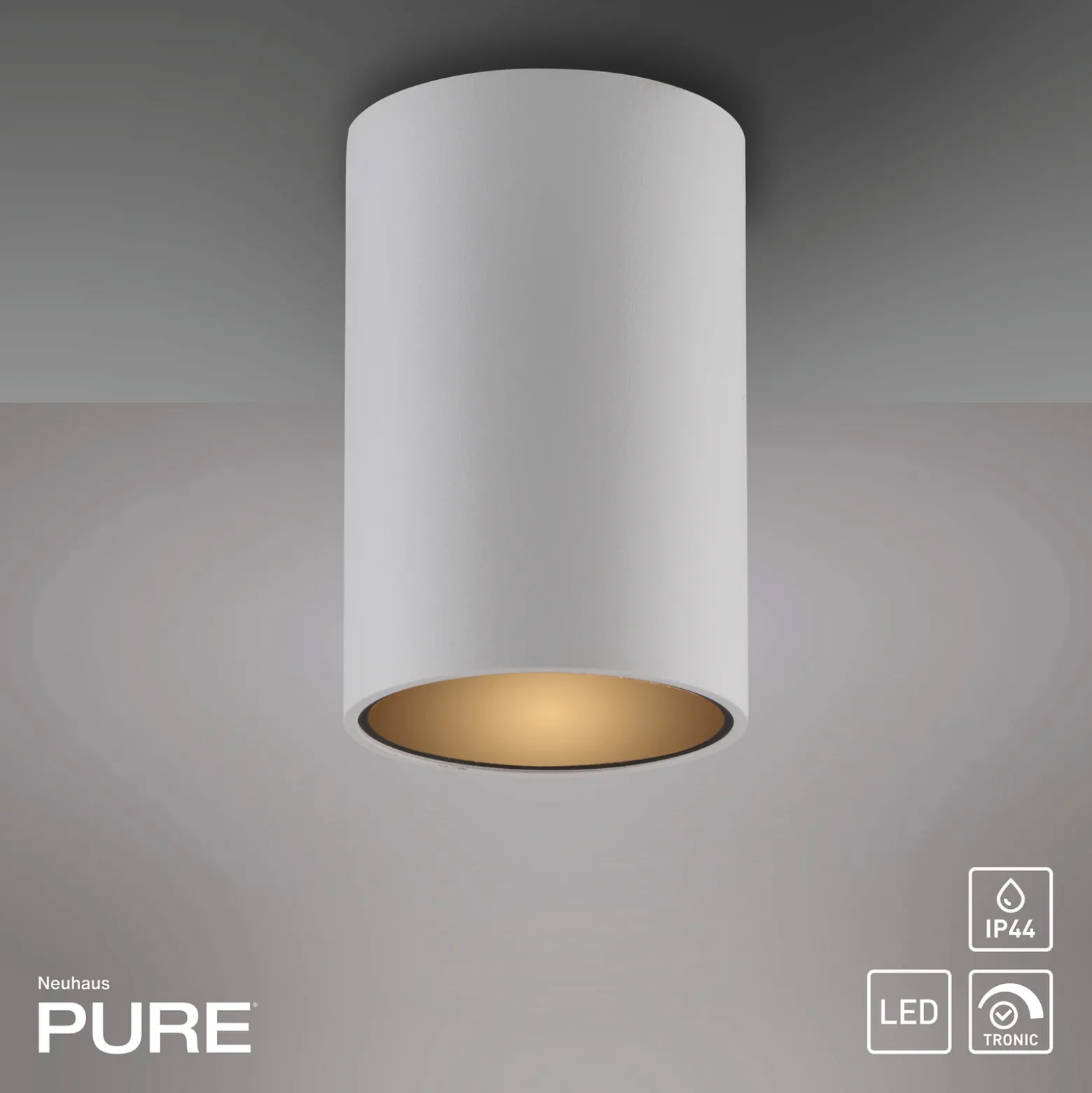 PURE Point -kylpyhuoneen LED-kattolamppu, valkoinen, halkaisija 6 cm, metallia,