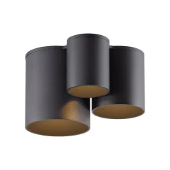 PURE Point -kylpyhuoneen LED-kattovalaisin, musta, 18 cm, 3-lamppuinen, IP44