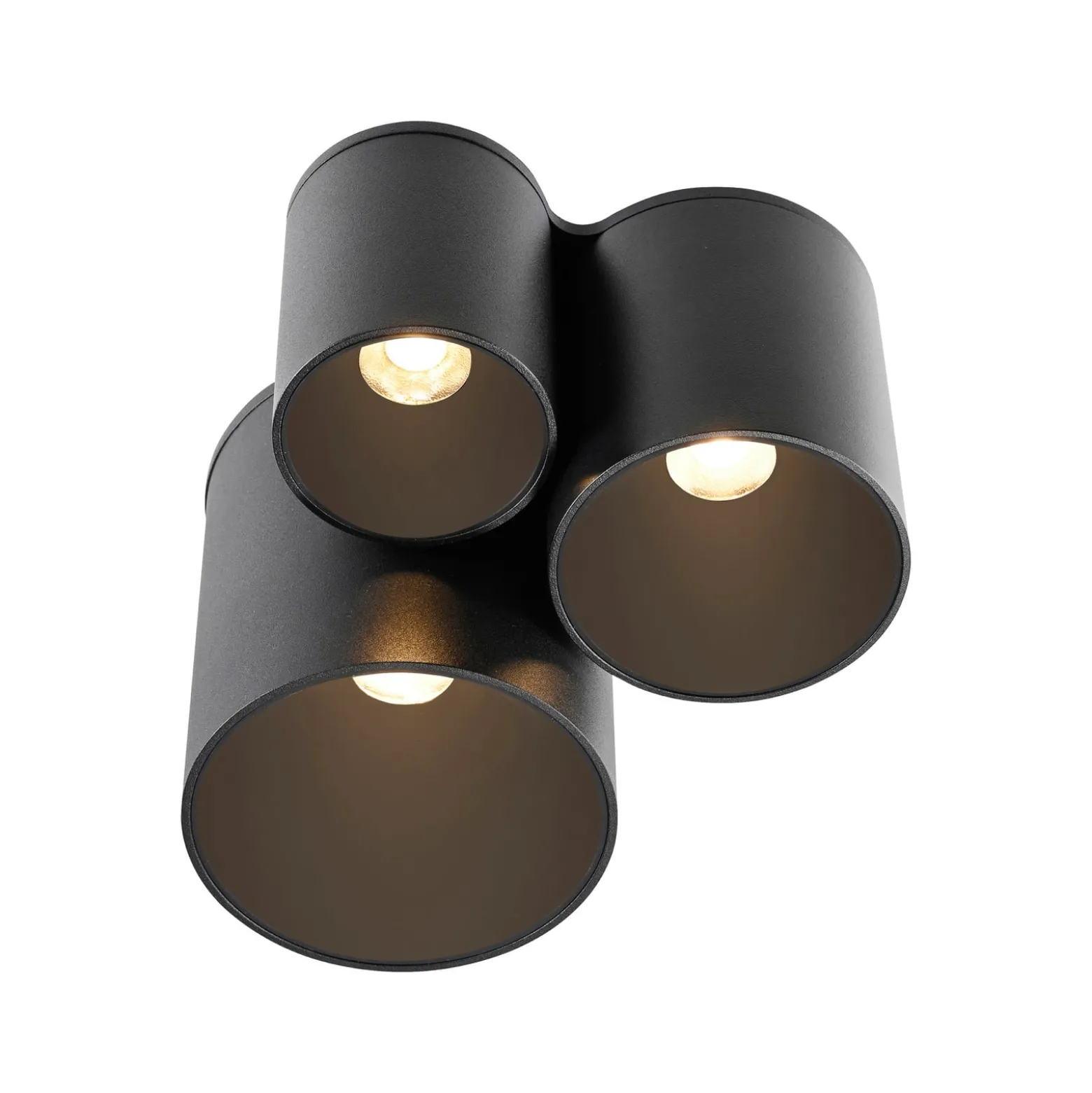 PURE Point -kylpyhuoneen LED-kattovalaisin, musta, 18 cm, 3-lamppuinen, IP44