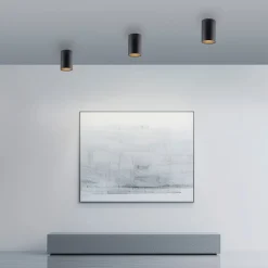 PURE Point -kylpyhuoneen LED-kattovalaisin, musta, halkaisija 6 cm, metallia,