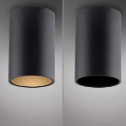 PURE Point -kylpyhuoneen LED-kattovalaisin, musta, halkaisija 6 cm, metallia,