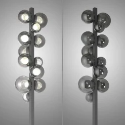 PURE Popup -LED-lattiavalo, harmaa alumiini/lasi, himmennin, 12-lamppuinen