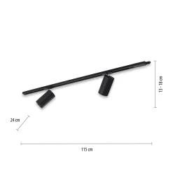 PURE Technik LED-kiskovalaisin, 2-valoinen, musta