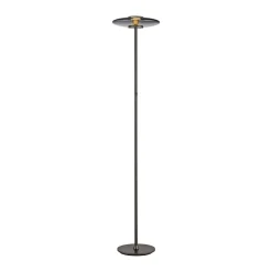 PURE Vitrum -LED-lattiavalaisin, harmaa alumiini/lasi, kosketushimmentimellä