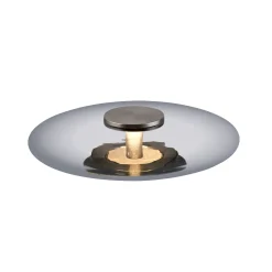 PURE Vitrum -LED-pöytävalaisin, harmaa, lasi/alumiini, kosketushimmennin