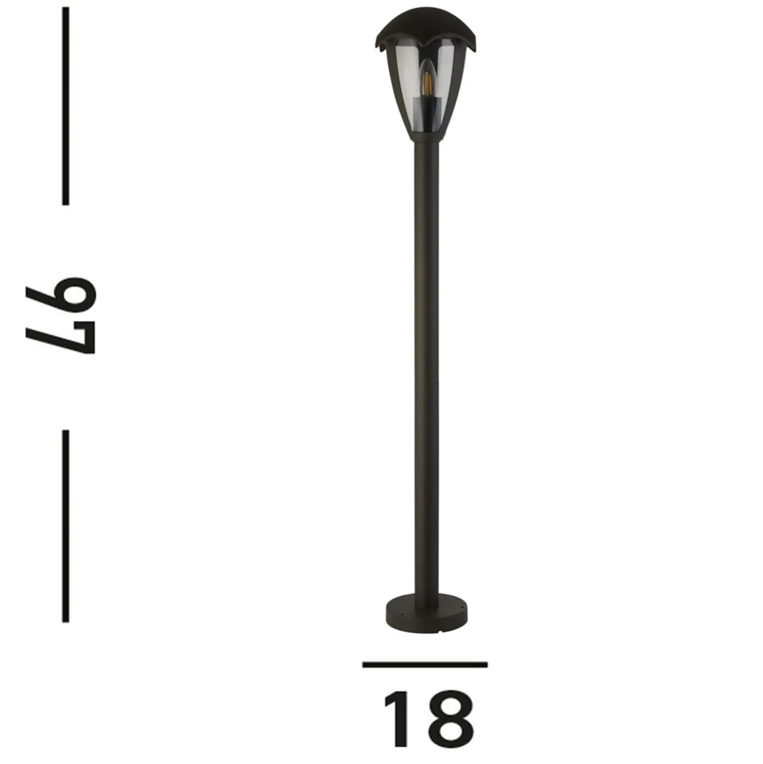 Pylväsvalaisin Bluebell, IP44, musta, korkeus 97 cm, metallia