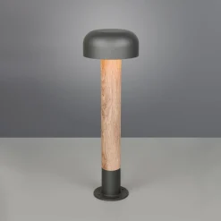 Pylväsvalaisin Fraser, harmaa/puunvärinen, alumiini, IP54, korkeus 84,5 cm