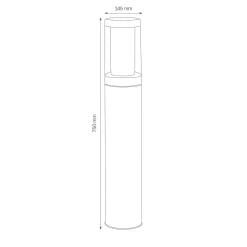 Pylväsvalaisin 1256 ruostumattomasta teräksestä, merivedenkestävä, 75 cm