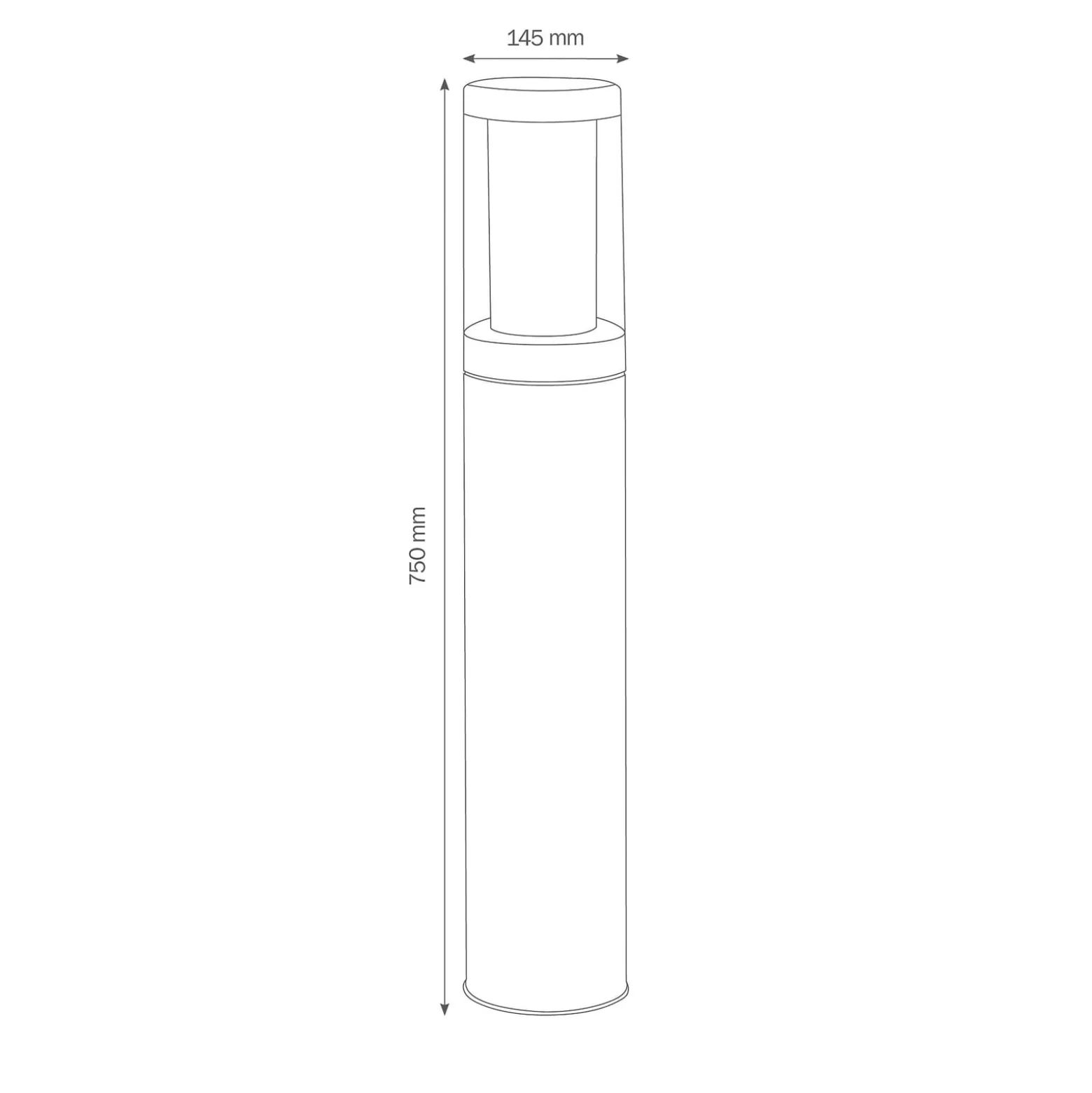 Pylväsvalaisin 1256 ruostumattomasta teräksestä, merivedenkestävä, 75 cm