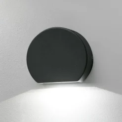 Pyöreä LED-ulkoseinälamppu Pill, tummanharmaa