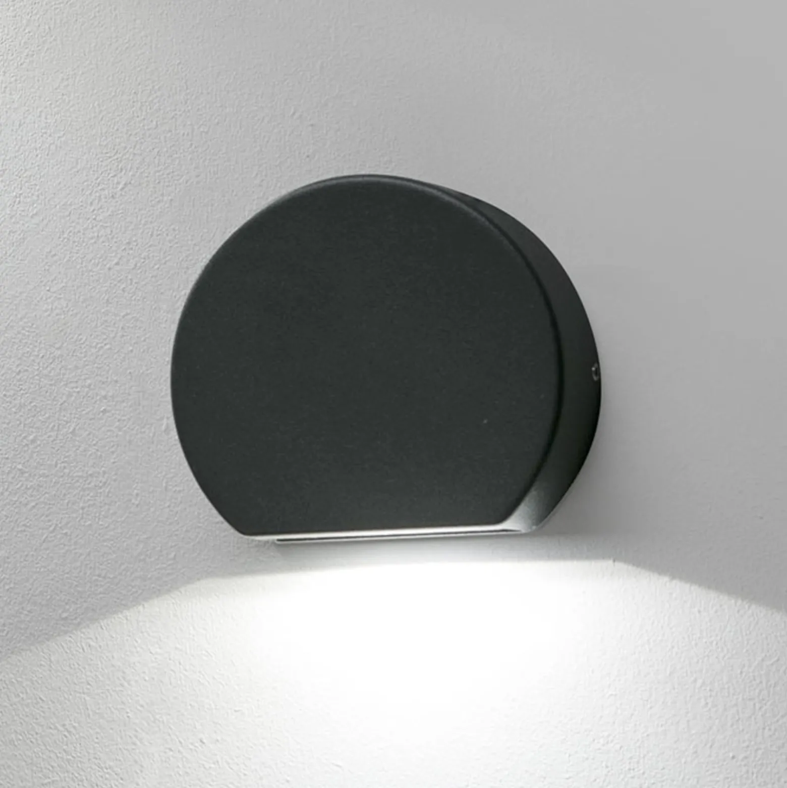 Pyöreä LED-ulkoseinälamppu Pill, tummanharmaa