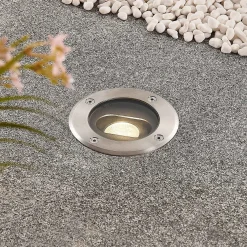 Pyöreä upotettava LED-lattiavalaisin Doris, ruostumaton teräs