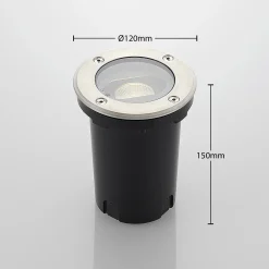 Pyöreä upotettava LED-lattiavalaisin Doris, ruostumaton teräs
