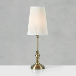 Pöytälamppu Noble, messinkivärinen/luonnonvalkoinen, korkeus 56 cm, kangas