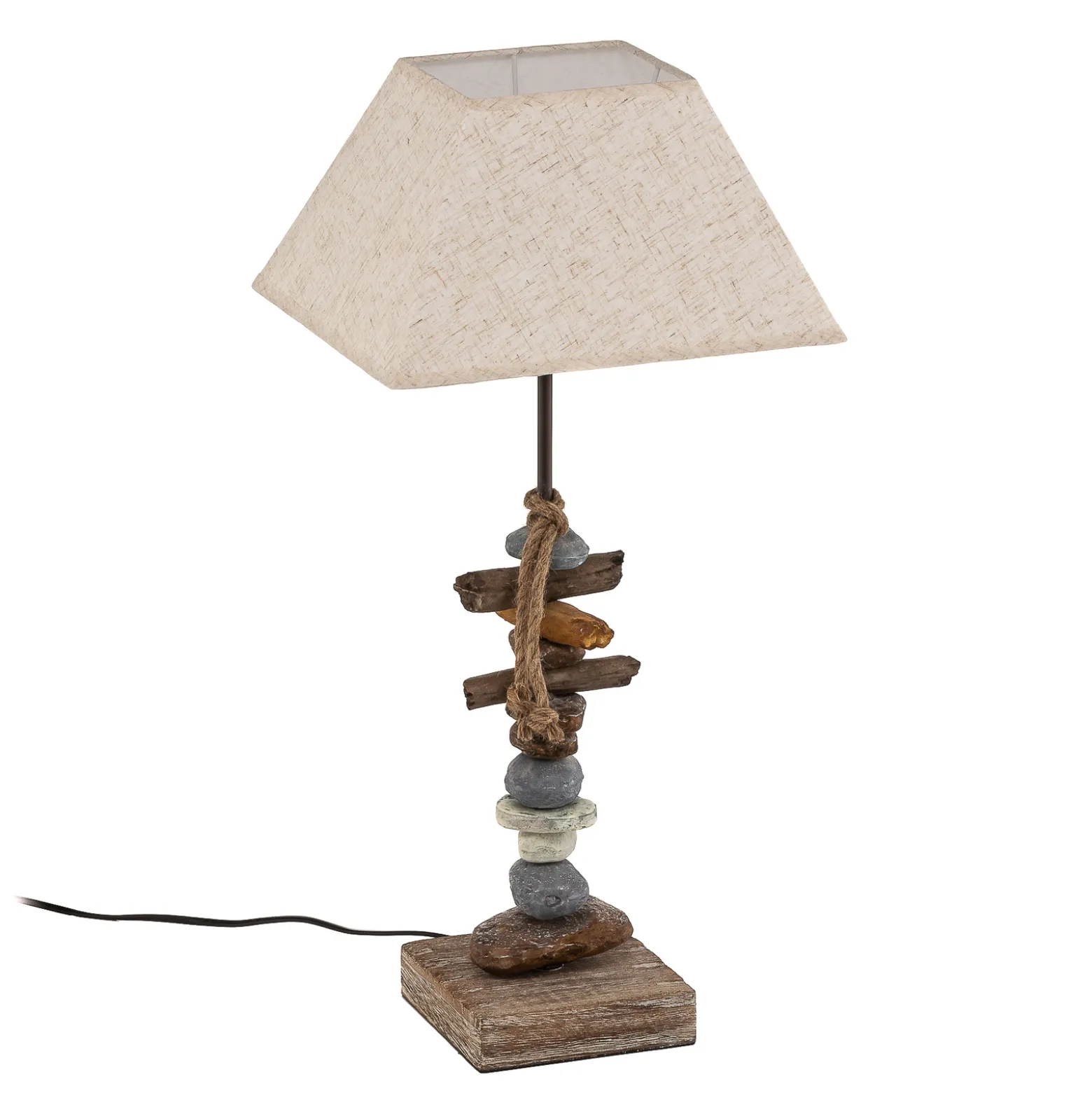 Pöytälamppu Seregon kivikoristeilla, korkeus 63 cm