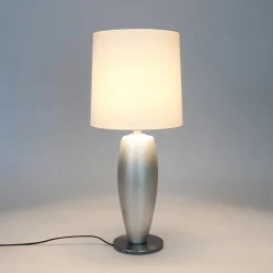 Pöytälamppu SIGMA SOTTILE, hopea/valkoinen, korkeus 68 cm, keraaminen, E27