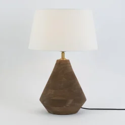 Pöytävalaisin CAPANNE, luonnonväri/écru, korkeus 37 cm, mangopuu, E27