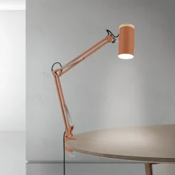 Pöytävalaisin Gili, korallipunainen, kiinnike, teräs, korkeus 75 cm, E27