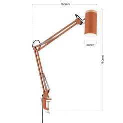 Pöytävalaisin Gili, korallipunainen, kiinnike, teräs, korkeus 75 cm, E27