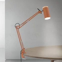 Pöytävalaisin Gili, korallipunainen, kiinnike, teräs, korkeus 75 cm, E27