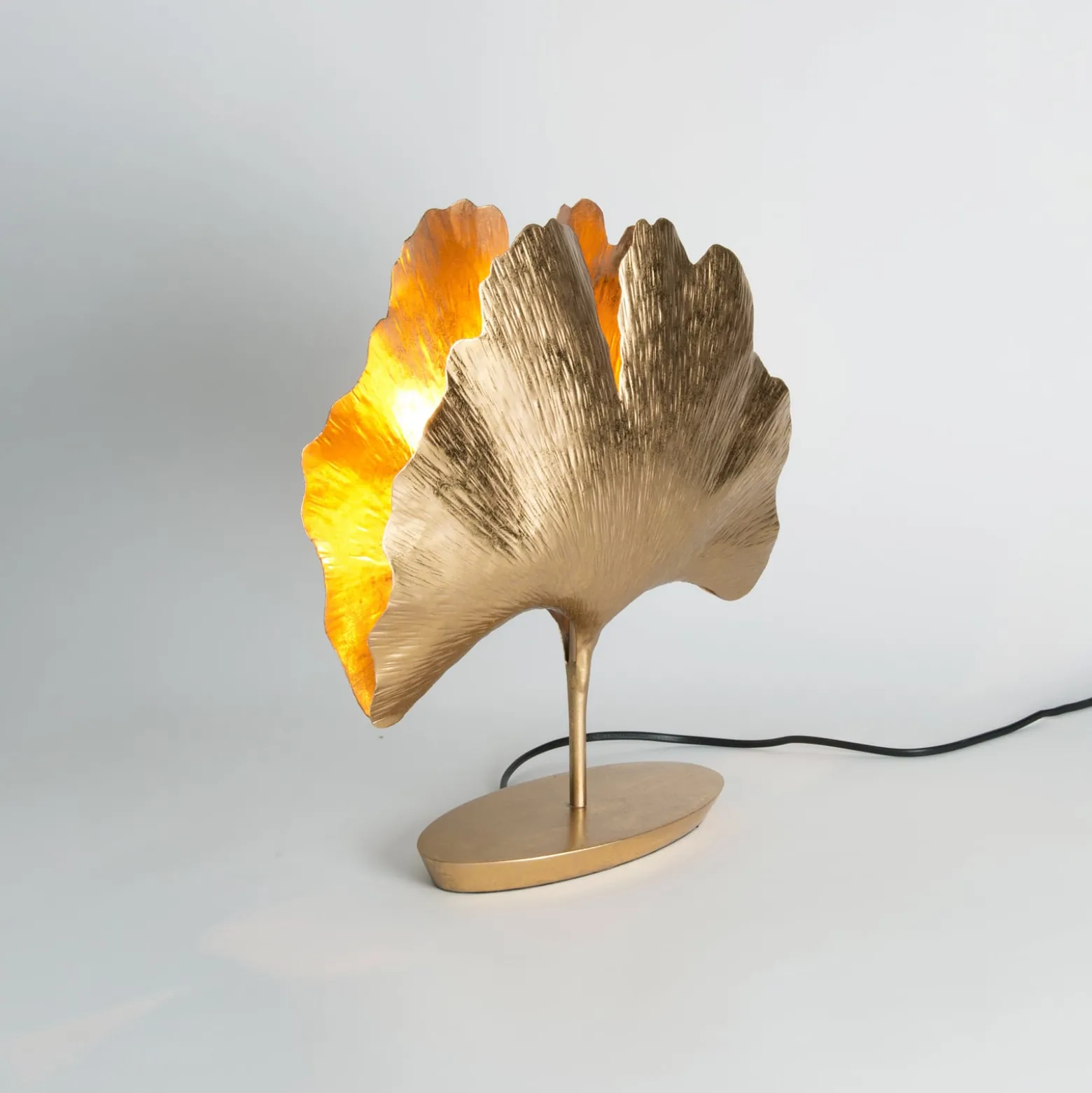 Pöytävalaisin Ginkgo, kulta, 36x34 cm