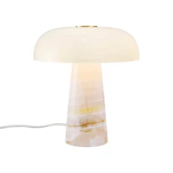 Pöytävalaisin Glossy, vaaleanpunainen/valkoinen, korkeus 24 cm, marmori/lasi
