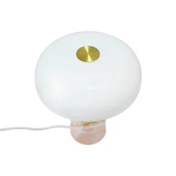 Pöytävalaisin Glossy, vaaleanpunainen/valkoinen, korkeus 24 cm, marmori/lasi