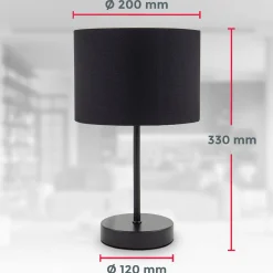 Pöytävalaisin Kari, musta/kultainen, korkeus 33 cm, tekstiili, E27