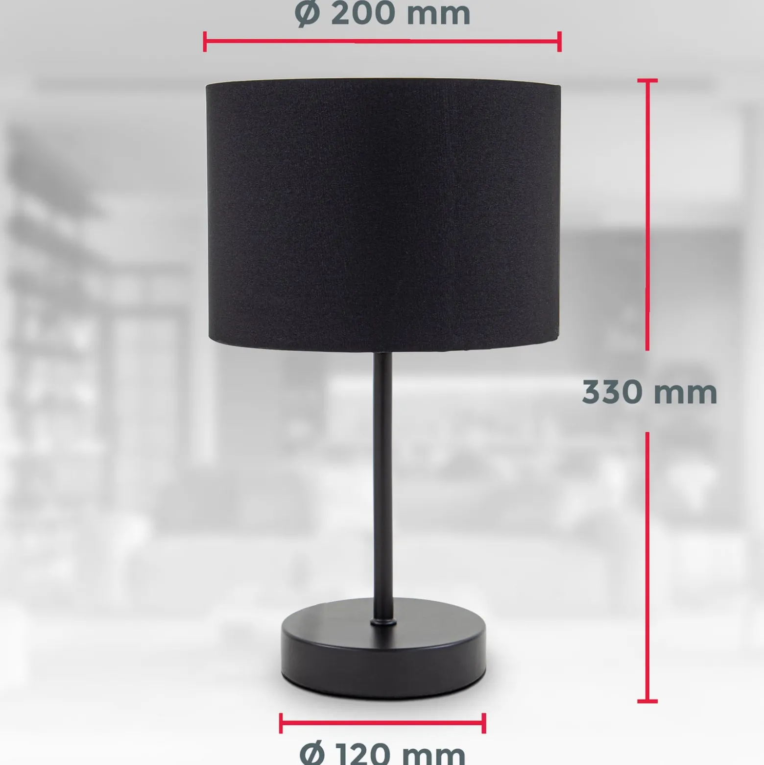 Pöytävalaisin Kari, musta/kultainen, korkeus 33 cm, tekstiili, E27