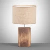 Pöytävalaisin Malik, hiekanvärinen, pellavatekstiili, korkeus 43 cm E27