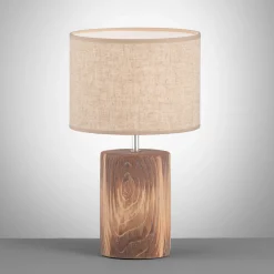 Pöytävalaisin Malik, hiekanvärinen, pellavatekstiili, korkeus 43 cm E27