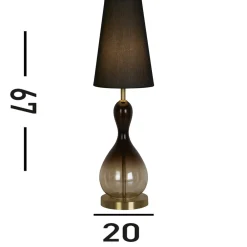 Pöytävalaisin Marakesh musta/savunharmaa korkeus 67 cm tekstiili/lasi