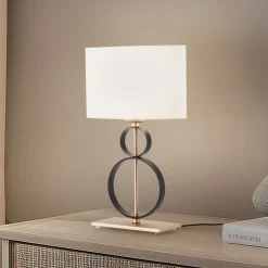 Pöytävalaisin Priam, musta/kulta, teräs, korkeus 42 cm
