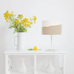 Pöytävalaisin Susan, valkoinen/beige/kulta