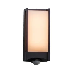QUBO-ulkoseinälamppu LED-anturilla, tummanharmaa, korkeus 27 cm, IP54