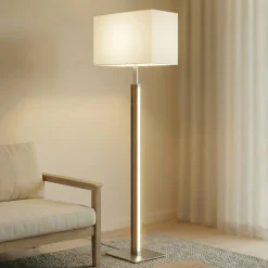Quitani LED-lattiavalo Lisene, pähkinä/hopea/luonnonväri, 162 cm, himmennettävä