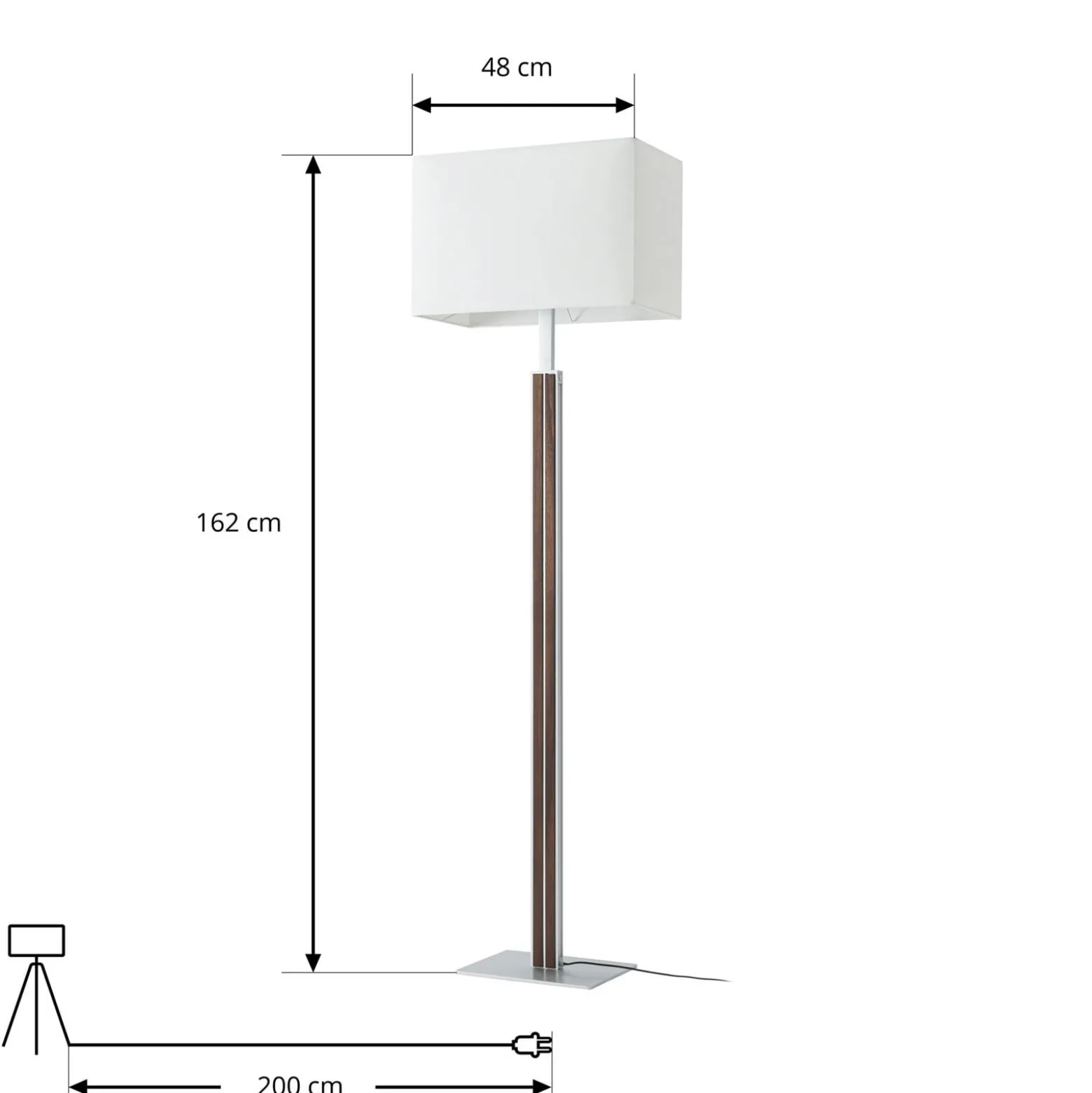 Quitani LED-lattiavalo Lisene, pähkinä/hopea/luonnonväri, 162 cm, himmennettävä