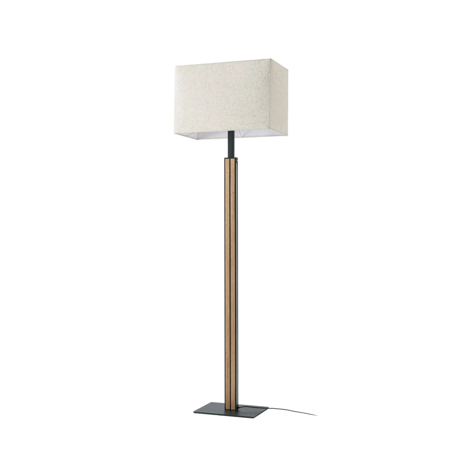 Quitani LED-lattiavalo Lisene, tammi/musta/luonnonväri, 162 cm, himmennettävä