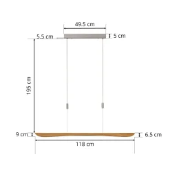 Quitani LED-riippuvalaisin Hiba, luonnon tammi, pituus 118 cm