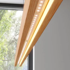 Quitani LED-ripustusvalaisin Alin, pituus 138 cm, tammi luonnonvärinen